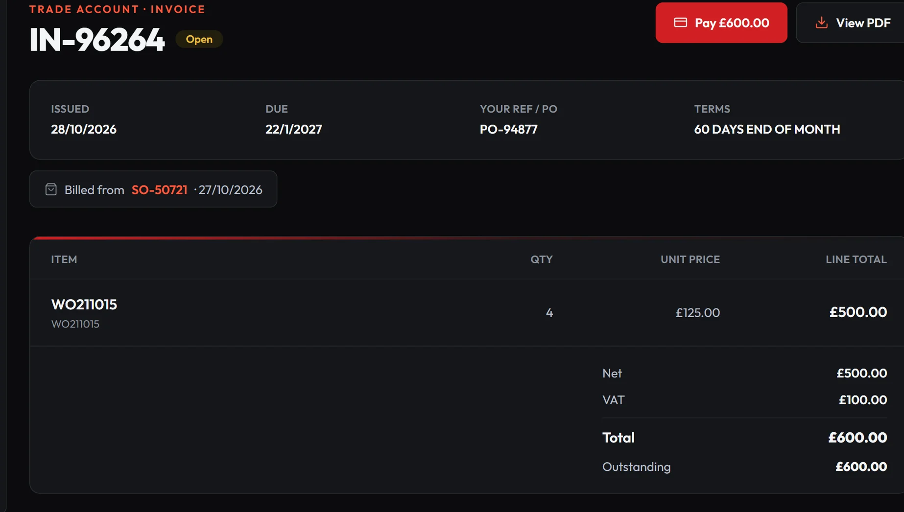 Weldability-SIF — Invoices and certificates, self-serve